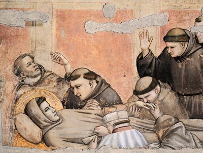 Włochy, Florencja, Bazylika Świętego Krzyża, Kaplica Bardi, Śmierć św. Franciszka Giotta (1267-1337), fresk, Detal autorstwa Giotto (c.1266 1337)