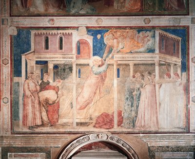 Włochy, Florencja, Bazylika Świętego Krzyża, Kaplica Peruzzi, Opowieści Jana Ewangelisty: porwanie, Giotto (1267-1337), fresk, Szczegół autorstwa Giotto (c.1266 1337)