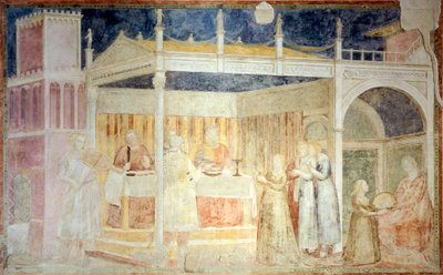 Włochy, Florencja, bazylika Santa Croce, kaplica Peruzzi, święto Heroda, fragment Opowieści św. Jana Chrzciciela autorstwa Giotto (c.1266 1337)