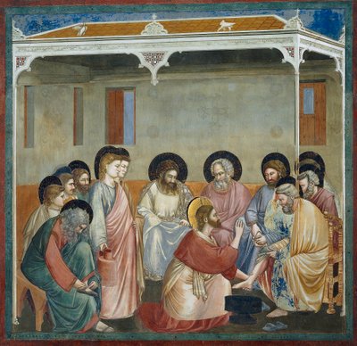 Umycie nóg, fragment z życia i męki Chrystusa, autorstwa Giotto autorstwa Giotto (c.1266 1337)