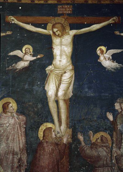 Chrystus ukrzyżowany, fragment Ukrzyżowania z pięcioma franciszkanami - Fresco autorstwa Giotto (c.1266 1337)