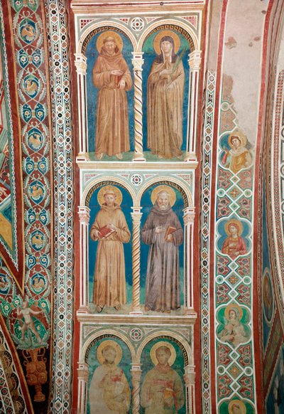 Reprezentacja świętych Franciszka z Asyżu, św. Klary, św. Benedykta i św. Antoniego z Padwy (fresk autorstwa Giotto (c.1266 1337)