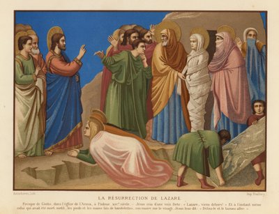Wskrzeszenie Łazarza (chromolitho) autorstwa Giotto di Bondone (after)