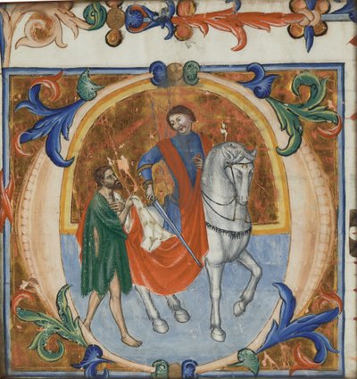 Podświetlana miniatura św. Marcina rozdzielającego płaszcz (z wielkiej księgi chóralnej) autorstwa Giotto di Bondone (school of)