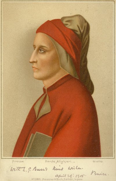 Dante Alighieri (c1265-1321), włoski poeta (chromolitho) autorstwa Giotto di Bondone