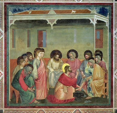 Chrystus myjący stopy uczniów, ok. 1305 (po odnowieniu) (zob. także 65194) autorstwa Giotto di Bondone