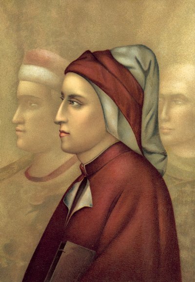 Dante Alighieri (chromolitho) autorstwa Giotto di Bondone after Giotto di Bondone after