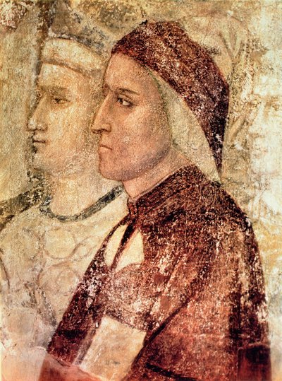 Raj, detal Dante Alighieri (1265-1321) ok. 1336 r. autorstwa Giotto di Bondone school of Giotto di Bondone school of