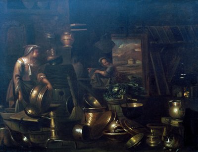Kuchnia wewnętrzna, autorstwa Gian Domenico Valentino (1630-1708) autorstwa Giovan Domenico Valentino