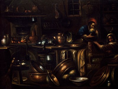 Wnętrze kuchni, obraz Gian Domenico Valentino (1639-1715), Włochy autorstwa Giovan Domenico Valentino
