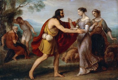 Spotkanie Jakuba i Racheli, Giovanni Carnovali zwanego Piccio (1804-1873), olej na miedzi, 38x53 cm autorstwa Giovanni Carnovali