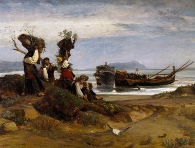 Kobiety ładujące drewno w porcie Anzio autorstwa Giovanni Costa