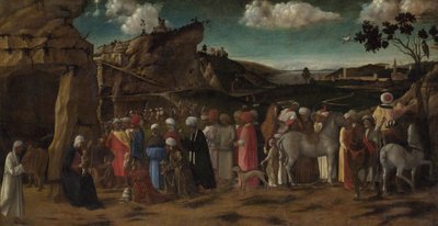 Adoracja królów, ok. 1475-80 (olej na płótnie) autorstwa Giovanni (workshop of) Bellini