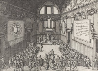 Audiencja papieża Piusa V u Księcia Toskanii Cosimo I, 1575-99. autorstwa Giovanni Ambrogio Brambilla