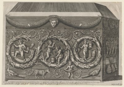 Lustro rzymskiej świetności: zdobiony sarkofag z arabeskami, 1582., 1582. autorstwa Giovanni Ambrogio Brambilla