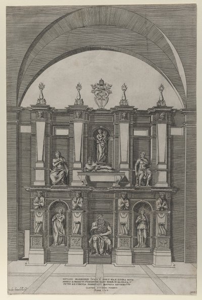 Lustro rzymskiej świetności: Grób Juliusza II, 1582., 1582. autorstwa Giovanni Ambrogio Brambilla