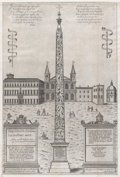 Lustro rzymskiej świetności: Egipski obelisk Konstantyna, 1589., 1589. autorstwa Giovanni Ambrogio Brambilla