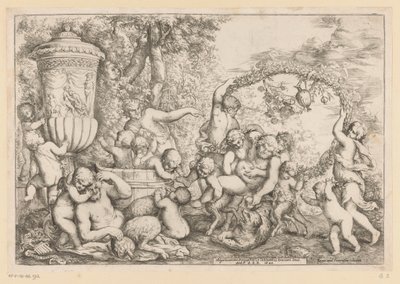 Bacchanal spotkał Silenusa autorstwa Giovanni Andrea Podesta