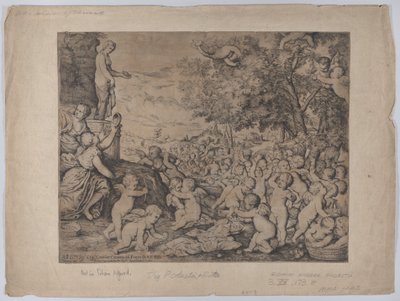 Putti przed posągiem Wenus, według Tycjana, 1636. autorstwa Giovanni Andrea Podesta