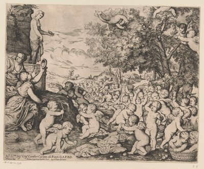 Kult Wenus przez putti autorstwa Giovanni Andrea Podesta