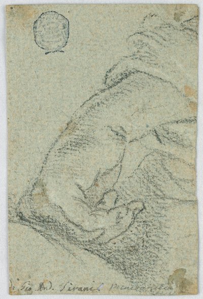 Rysunek, Studium: Lewa ręka w pozycji pochylonej, ok. 1650 r. autorstwa Giovanni Andrea Sirani