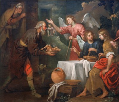 Abraham i trzy anioły autorstwa Giovanni Andrea di Ferrari