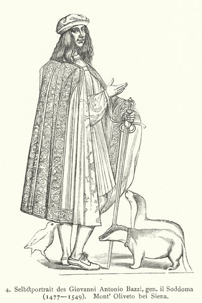 Autoportret włoskiego artysty renesansu Il Sodoma (Giovanni Antonio Bazzi) (grafika) autorstwa Giovanni Antonio Bazzi (after) Sodoma