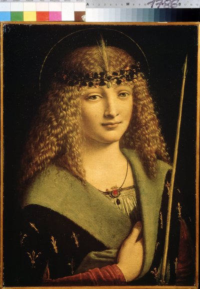 ""Portret młodości jako św. Sebastian" (Portret młodości jako św. Sebastian) Obraz Giovanniego Antonio Boltraffio (Beltraffio) (1467-1516) ok. 1500 Muzeum Puszkina, Moskwa autorstwa Giovanni Antonio Boltraffio