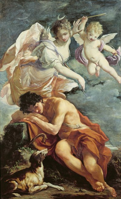 Diana i Endymion (olej na płótnie) autorstwa Giovanni Antonio Burrini or Burino