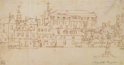 Horse Guards, Londyn (pióro i atrament na papierze) autorstwa Giovanni Antonio Canal
