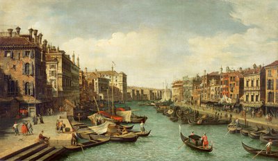 Canal Grande w pobliżu mostu Rialto, Wenecja, ok. 1730 autorstwa Giovanni Antonio Canal