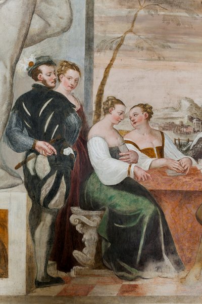 Gra karciana, sala główna, ok. 1570 (fresk) autorstwa Giovanni Antonio Fasolo