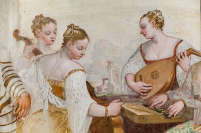 Damy dworskie, fragment Koncertu, Sala Główna, ok. 1570 (fresk) autorstwa Giovanni Antonio Fasolo