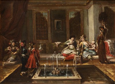 Wnętrze ormiańskie lub scena orientalna par Guardi, Giovanni Antonio (1699-1760). Olej na płótnie, format : 44x61,5 autorstwa Giovanni Antonio Guardi