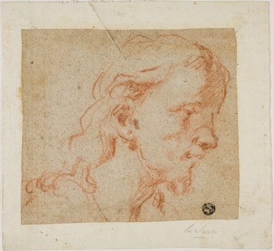 Głowa Chrystusa, w profilu trzy czwarte, po prawej stronie autorstwa Giovanni Antonio Guardi