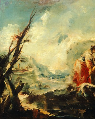 Tobiasz uzdrawiający swojego ojca – Giovanni Antonio Guardi (1699-1760), fragment, Kościół Archanioła Rafaela, Wenecja autorstwa Giovanni Antonio Guardi