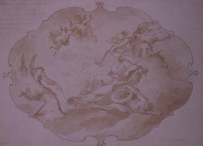 Triumf Cnoty Wojskowej, ok. 1750 (pióro i pranie) autorstwa Giovanni Antonio Guardi