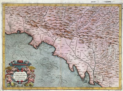 Mapa regionu Ligurii Wschodniej, Giovanni Antonio Magini, Bolonia, miedzioryt autorstwa Giovanni Antonio Magini
