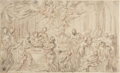 Salome z Głową św. Jana Chrzciciela przed Herodem autorstwa Giovanni Antonio Pellegrini