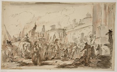 Głowa Pompejusza przedstawiona Cezarowi autorstwa Giovanni Antonio Pellegrini
