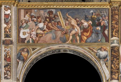 Central Aave, Drugie Przęsło Południowe, Jezus upada pod Krzyżem, Il Pordenone autorstwa Giovanni Antonio Pordenone