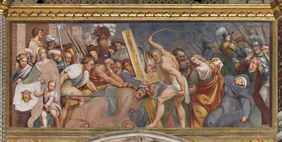 Central Aave, Drugie Przęsło Południowe, Jezus upada pod Krzyżem, Il Pordenone autorstwa Giovanni Antonio Pordenone