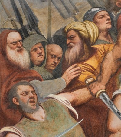 Nawa środkowa, pierwsze przęsło południowe, Chrystus przybity do krzyża, Pordenone autorstwa Giovanni Antonio Pordenone