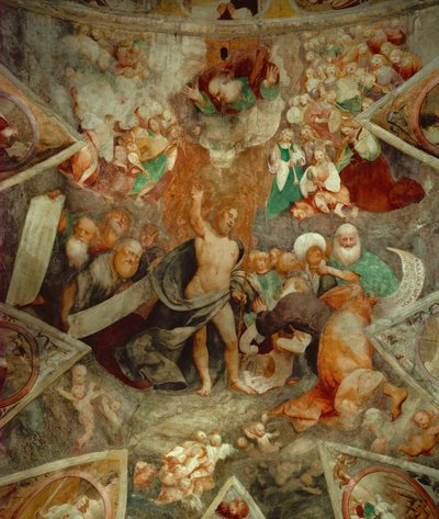 Chrystus Sędzia wita Świętego Piotra w niebie autorstwa Giovanni Antonio Pordenone