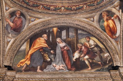Luneta przedstawiająca Pokłon pasterzy autorstwa Giovanni Antonio Pordenone