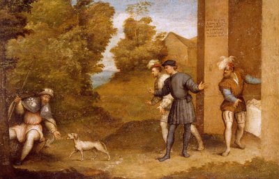 Św. Roch karmiony psem, przedział Ołtarza Św. Gotarda autorstwa Giovanni Antonio Pordenone