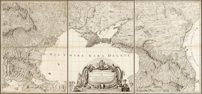 Mapa Morza Czarnego z 1774 r. z przyległymi częściami imperiów tureckiego i rosyjskiego autorstwa Giovanni Antonio Rizzi-Zannoni