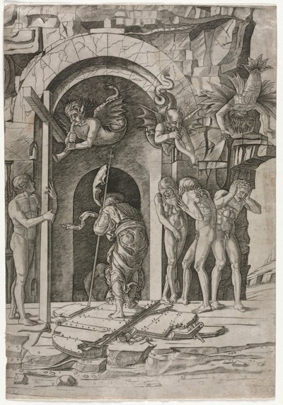 Zejście do otchłani, c. 1490-1500. autorstwa Giovanni Antonio da Brescia