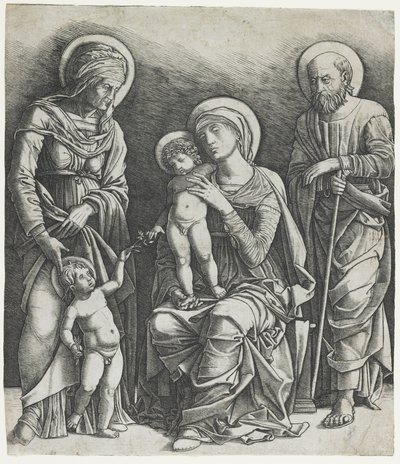 Święta Rodzina z Dzieciątkiem Św. Jan, ok. 1495-1505 (rycina) autorstwa Giovanni Antonio da Brescia
