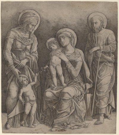 Święta Rodzina ze św. Elżbietą i Dzieciątkiem św. Jan autorstwa Giovanni Antonio da Brescia, after Andrea Mantegna